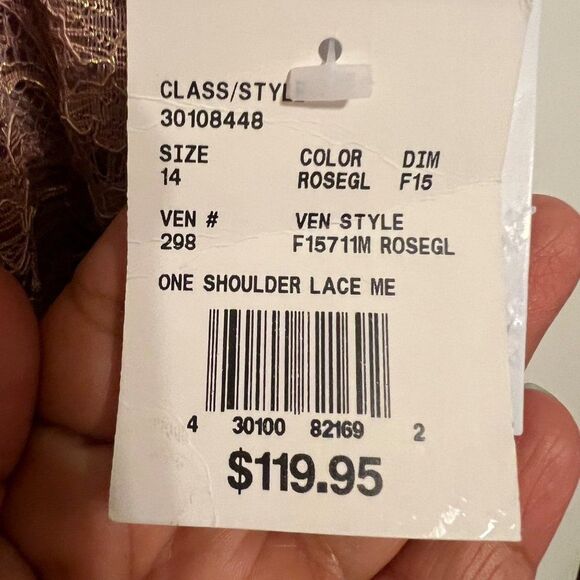 David's Bridal Womens Formal Short Dress One Shoulder Lace Sz 14 Bridesmaid Prom - Picture 7 of 10